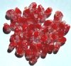 50 9mm Crystal & Red Twisted Oval Crackle Beads